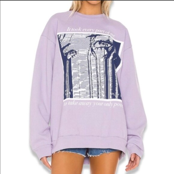 Women's BOYS LIE Purple Pay Attention Pullover Sweatshirt One Size - Picture 1 of 4